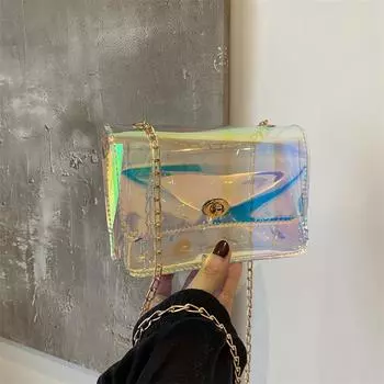 Лазерная цветная маленькая квадратная сумка цепочка маленькая сумка сумка для мобильного телефона сумка для мелочей прозрачная сумка сумка через плечо