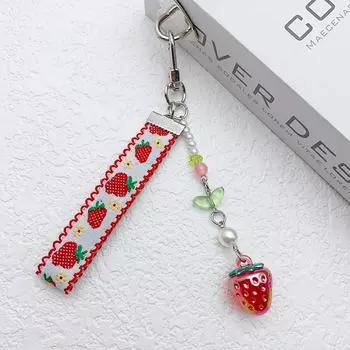 Лазерная клубника бусина брелок мобильный телефон ремешок цепочка подвесная веревка Y2K универсальные и милые украшения ювелирные изделия аксессуар