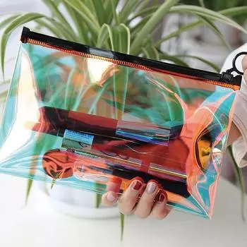 Лазерная прозрачная косметичка, женская милая косметичка, водостойкая дорожная стирка, косметичка, сумка-органайзер разноцветный