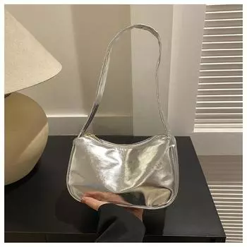 Лазерная тенденция конфетный цвет личность иностранный простой пригородный тоут мода ручная подмышка маленькая квадратная женская сумка серебряный