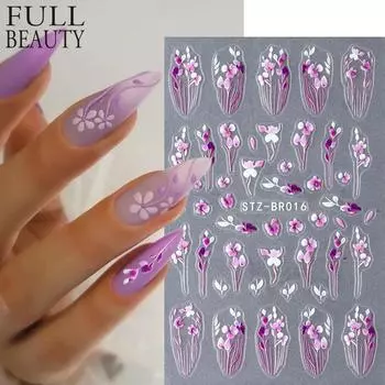 Лазерные наклейки для ногтей, бабочка, роза, дизайн, клейкий слайдер, наклейки для дизайна ногтей, маникюрные украшения