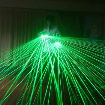 Лазерные перчатки Лазерные светодиодные фонари Светящиеся перчатки Одежда для выступлений в баре Сценический реквизит Лазерный танец left-five finger чёрный