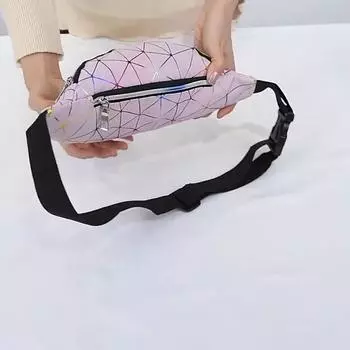 Лазерные поясные сумки, женские серебряные поясные сумки, мужская женская поясная сумка, черная нагрудная сумка с геометрическим рисунком, лазерная сумка для телефона унисекс 30*10*15cm чёрный