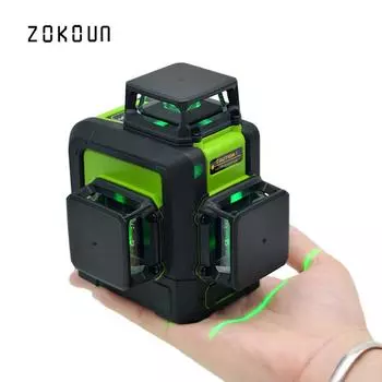 Лазерный 12 линий, зеленый вращающийся на 360 градусов лазерный уровень с аккумулятором емкостью 5200 мАч, горизонтальные и вертикальные линии работают отдельно. Повышенная видимость. чёрный/зелёный