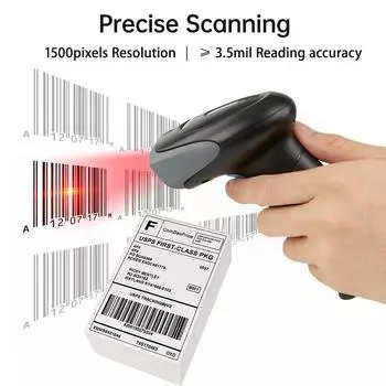 Лазерный 1D-сканер штрих-кода, проводной считыватель штрих-кода с зуммером и светодиодной индикацией, ручной автоматический чёрный
