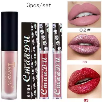 Лазерный блеск для губ Diamond Dream, блестящий металлический блеск для губ, бальзам для губ, сексуальный блеск для губ, косметика, водостойкая долговечная помада, матовая помада 3pcs/set