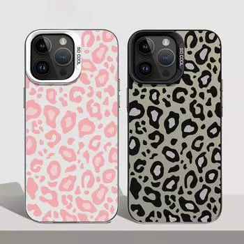 Лазерный чехол для телефона Iphone 15 14 Plus 11 12 Pro Max X Xs Xr 7 8 Se2022 Samsung S24 23 22 Ultra Plus 21 20 FE A54 53 52 с леопардовым принтом IMD задняя крышка iphone 7/8/SE2022 чёрный/коричневый