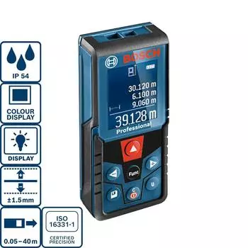 Лазерный дальномер Bosch GLM400 с диапазоном измерения 40 метров и цветным дисплеем