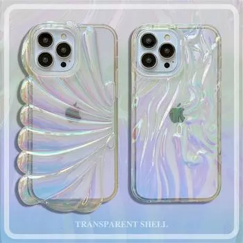 Лазерный градиент, прозрачный корпус в форме 3d складок, морщинистая кожа, мягкий чехол для мобильного телефона для Iphone 14 13 12 11 Pro Max For iPhone12ProMax