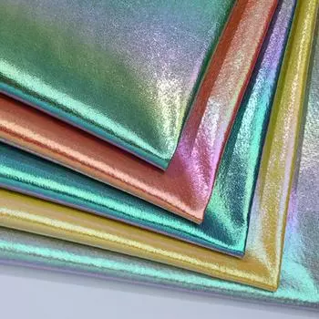 Лазерный градиент Радуга слон PU кожа ткань светоотражающая одежда сцена мягкая сумка чехол шляпа синтетические ткани ткань на метр 100x137cm