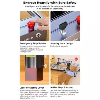 Лазерный гравер Creality Falcon Pro 10 Вт, высокая скорость, точечное сжатие, 0,06 мм, высокая точность, сделай сам