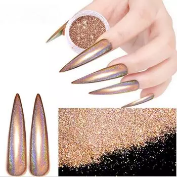 Лазерный шампань Хамелеон Пудра-глиттер для ногтей Зеркальный Голографический Лазерный Хромовый пигмент Маникюр Нейл-арт Декор