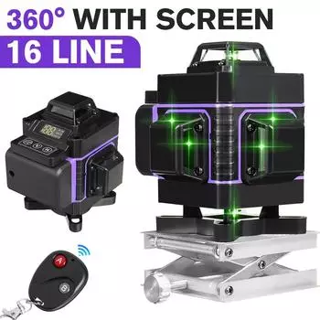 Лазерный уровень IP54, 4500 мАч, 2/3/4D, зеленая линия, автоматическое самовыравнивание, 360 градусов, горизонтальный вертикальный крест, супермощные лазерные уровни с 8/12/16 линиями 2D 8 Lines without Screen