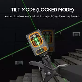 Лазерный уровень с перекрестной линией и кронштейном 30 м/98 футов, самовыравнивающийся горизонтальный и вертикальный зеленый луч without Bracket зелёный