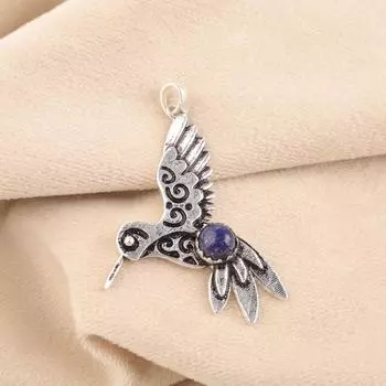 Лазурит Драгоценный камень 925 Стерлинговое серебро Ювелирные изделия Камень сентября Подвеска 1,8 CP-20-23