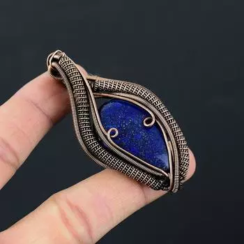 лазурит драгоценный камень чистая медная проволока обернутая ювелирные изделия ручной работы кулон 2.64 синий