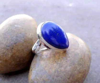 Лазурит Драгоценный Камень Твердый Стерлингового Серебра 925 Ручной Работы Дизайнер Камень Женщины Подарок Кольцо Ювелирные Изделия 6