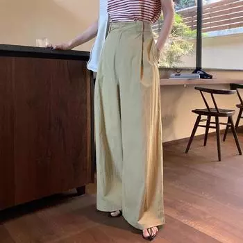 Lazy Loose High Waist Drape Straight Casual Pants Women S хаки