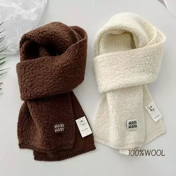 Lazy New 100% Wool High Quality Solid Color Scarf For Women S Winter Warmth And Premium Knitted Small Neck 20*160cm