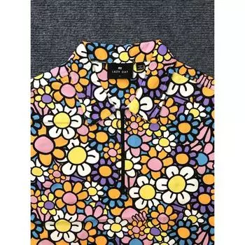 Lazy Oaf Британская женская одежда Серия ПОДСОЛНУХ Платье с принтом Молния на полгруди Короткий рукав Прямой крой Свободный Повседневный Flower color S