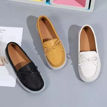 Lazy shoes women s spring and autumn flat-soled single shoes casual mother shoes size 41 Doudou shoes large size loafers one-pedal women s shoes 35 жёлтый