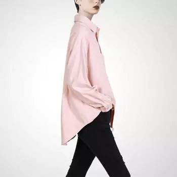 Lazy Super Star Style Autumn Slimming Loose Trendy Shirt Naked powder 2XL