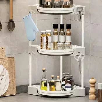 Органайзер Lazy Susan, стеллаж для хранения, большая вместимость, многослойный дизайн, вращающийся на 360 градусов Dual Layer