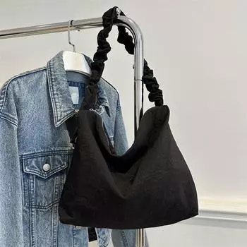 Lazy wind large capacity high-end messenger tote bag women 2025 new literary portable canvas bag bag чёрный