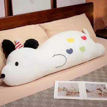 Lazy Wind Puppy Double-Sided Long Pillow Dual-Purpose Ice Silk Long Throw Pillow Girls Bed Sleeping Dog Doll Long Cushion 120cm1.3kg