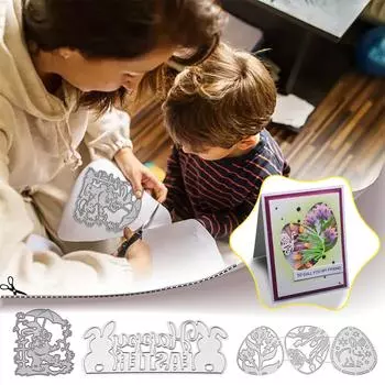 Lbaby Rabbit Cutting умирает Пасхальный кролик металлические ремесленные штампы тиснение трафарет шаблон B