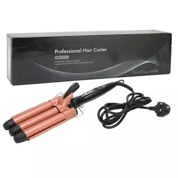 LCD 3-цилиндровый щипцы для завивки волос с регулируемой температурой, бытовые портативные щипцы для завивки волос, вилка UK 25 мм UK Plug
