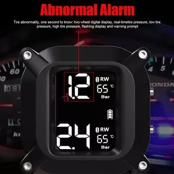 LCD Digital Display Tire Pressure Monitor Alarm Motorcycle Wireless High-precision TPMS Electric Detector With Magnetic USB Port чёрный