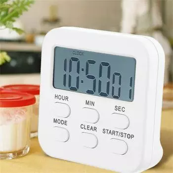 Lcd Digital Kitchen Timer Count-down Up Magnetic Kitchen Gadgets With Loud Alarm For Cooking Baking Study белый