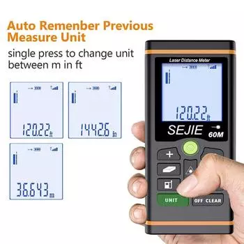 LCD Distance Meter Indoor Outdoor Distance Measuring Tool Digital Range Finder Handheld Diastimeter 60m 40M чёрный