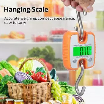 LCD Mini Digital Crane Scale 300kg Hanging Scale High Precision Handheld S-Shaped Crane Scale Electronic Portable Crane Scale оранжевый