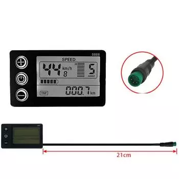 Lcd-s866 Электрический велосипед Smart Meter Водонепроницаемая вилка Электрический скутер Аксессуары для электронного велосипеда Часть чёрный