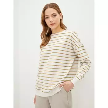 LCW BASIC Полосатая толстовка с круглым вырезом и длинными рукавами Oversize Женская толстовка цвета хаки