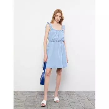 LCW LIMITED Женское платье с U-образным вырезом и ремешками Seekers Blue