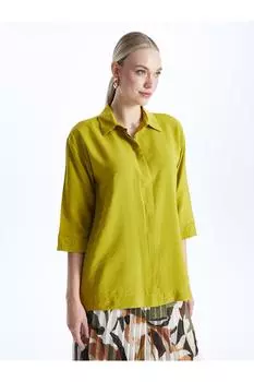 LCW Однотонная женская рубашка оверсайз с длинными рукавами