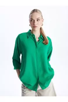 LCW Однотонная женская рубашка оверсайз с длинными рукавами