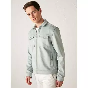 LCW VISION Slim Fit Slim Fit Замшевая куртка Зеленая