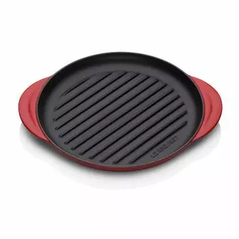 Le Creuset Cast Enamel Pot Round Grill 25 cm Cherry Red Gas IH Oven Compatible Japanese [Authorized Product]