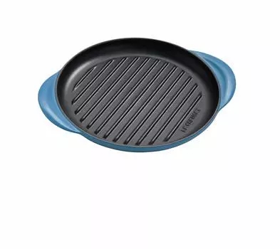 Le Creuset Cast Enamel Pot Round Grill 25 cm Marine Blue Gas IH Oven Compatible Japanese [Authorized Product]