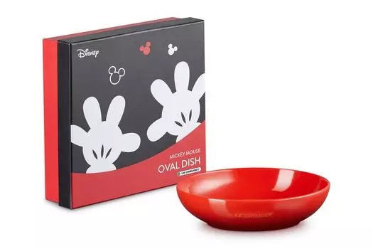Le Creuset Disney Mickey Mouse Овальное блюдо 19 см Вишневый красный противень для духовки Жаропрочное блюдо Японский [Авторизованный продукт]