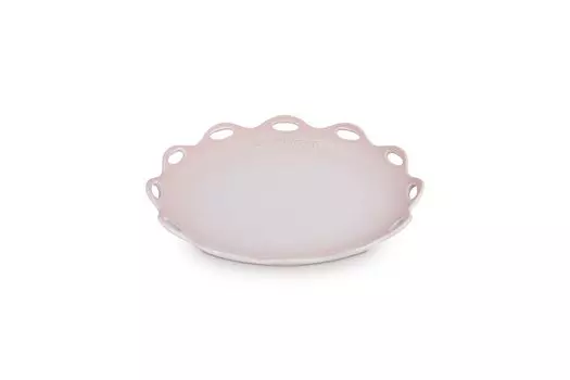 Le Creuset Fleur Lace Plate Dish 25cm Shell Pink Heat Resistant Container Heat Resistant Cold Resistant Microwave Oven Safe Japanese [Authorized