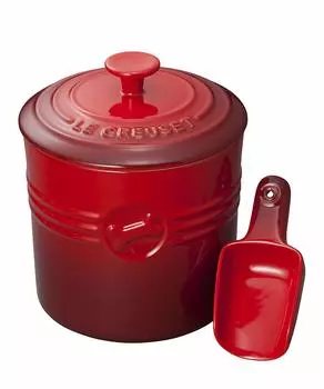 Le Creuset Food Container Pet Food Container Dog Cat Cherry Red Japanese (With Scoop) [Authorized Product]