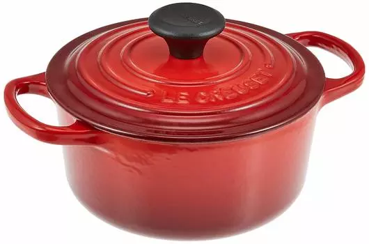 Le Creuset литая эмалированная кастрюля Signature Cocotte Ronde 16 см вишнево-красная газовая духовка IH совместимая с японской [Авторизованный продукт]