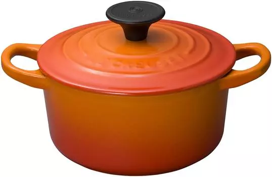 Le Creuset литой эмалированный горшок Cocotte Ronde 14 см оранжевый газовый IH духовой шкаф совместим с японским [Авторизованный продукт] оранжевый