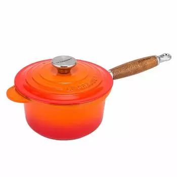 Le Creuset One Hand Pot Кастрюля Эмалированная кастрюля 18 см с крышкой Кастрюля Эмалированная кастрюля 18 см с крышкой 21139180902460 Orange Casseruola Manico Lungo Fire Lava