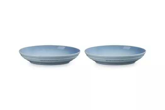 Le Creuset Oval Deep Set of Wedding Bridal Heat Cold Heat Resistant Gratin Curry Pasta Coastal Blue Japanese Dish, Plate, 23cm, 2, Gift, Anniversary,